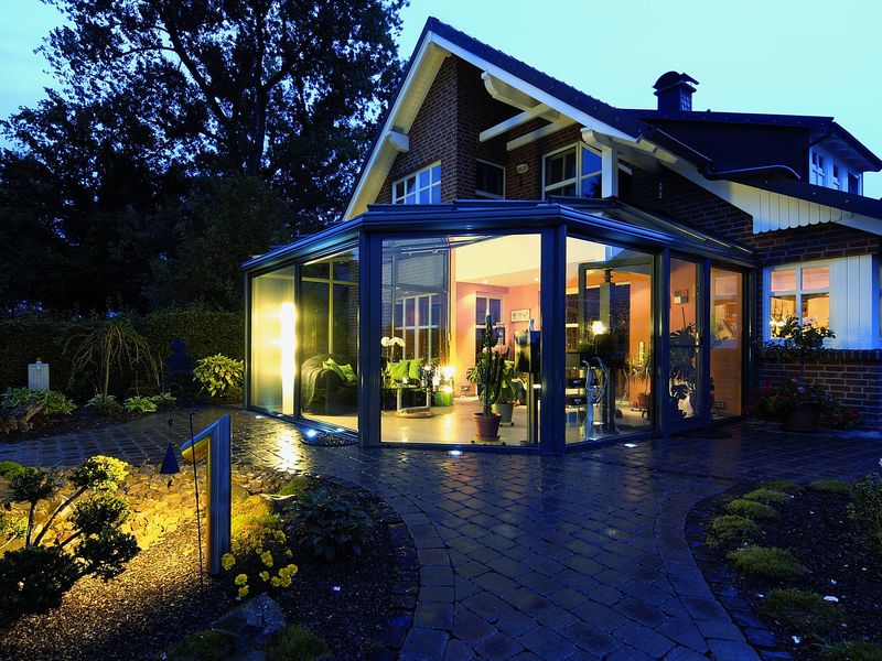 Glass winter garden in the house