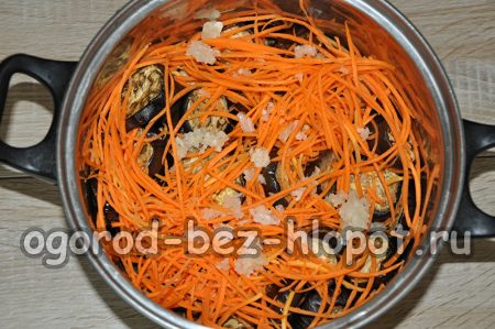 eggplant, carrots and garlic in a container