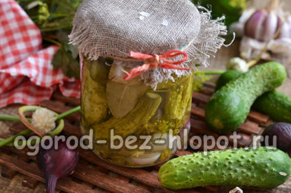 Gherkins in a jar