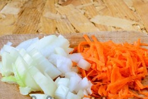 chop the onion, grate the carrots