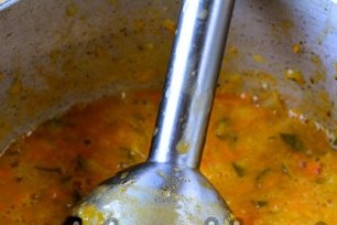 beat vegetables with a blender