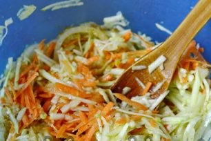 add marinade to vegetables