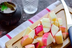 cut the apple flesh into cubes or slices