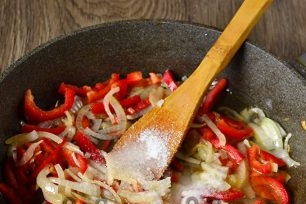 adding salt, vinegar and sugar