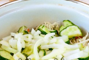 add onions and cucumbers