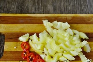 cut the peppers into slices