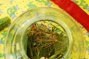 greens and spices in a jar