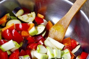 mix all chopped vegetables in one bowl