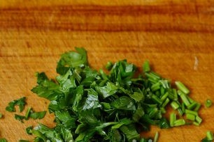chop the greens with a knife