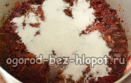 add tomato, salt, sugar, butter