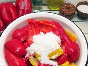 add salt, sugar, vinegar, oil