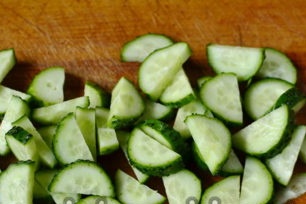 chop cucumbers