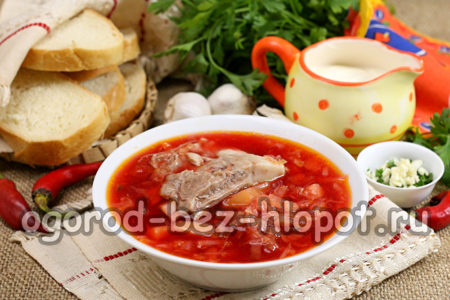 Ukrainian borsch is ready