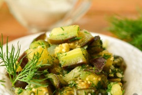 pickled eggplant with garlic and herbs