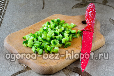 chopped cucumbers