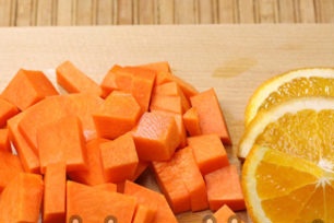 peel and chop pumpkin and orange