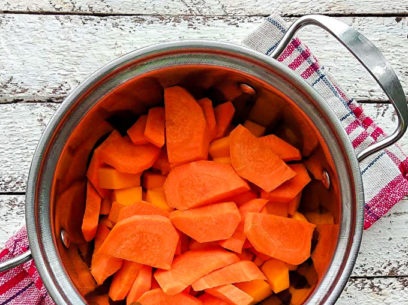 pour vegetables into the pan