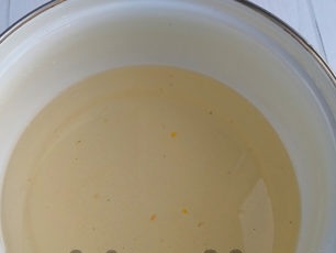 pour the liquid into the pan