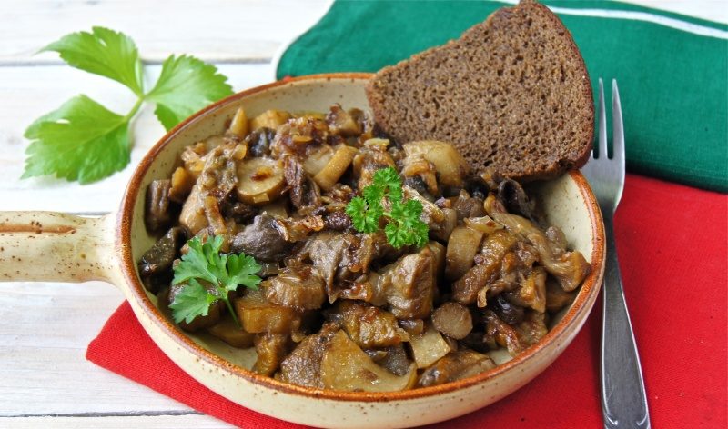 Fried wild mushrooms