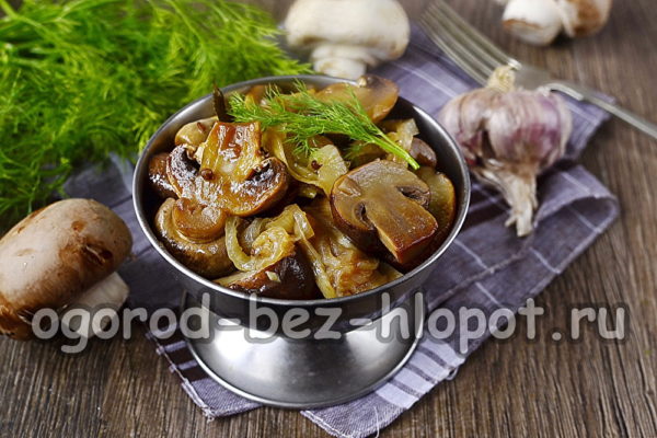 delicious pickled champignons ready