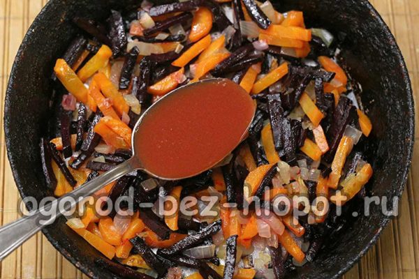 stew beets, add tomato
