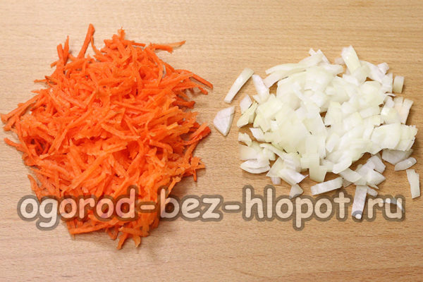 grate carrots, chop onion