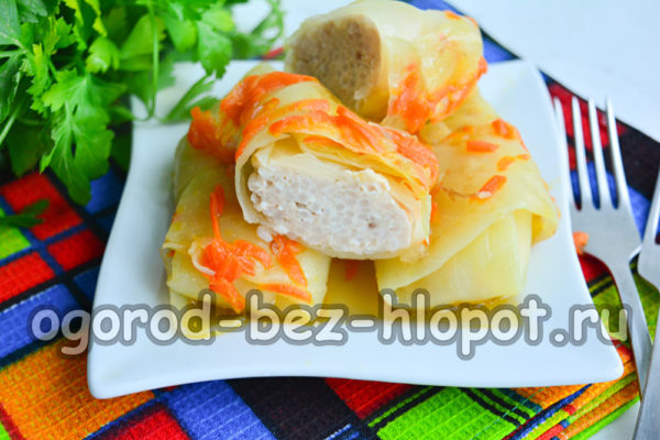 stuffed cabbage with minced meat and rice ready