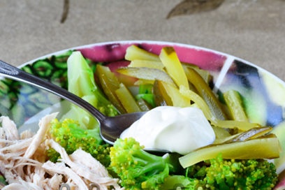 add sour cream, salt and pepper
