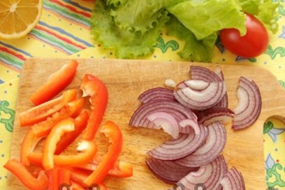 chop pepper and onion