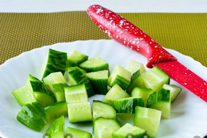 chop cucumbers