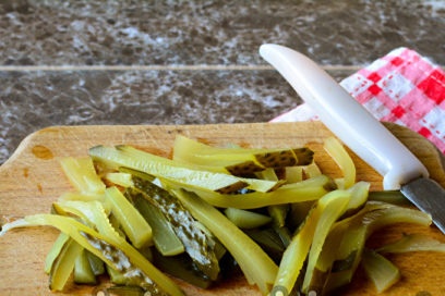 cut cucumbers into strips