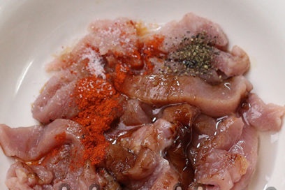 chop meat, marinate