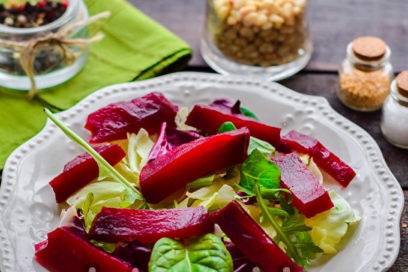 cut beets and put on salad