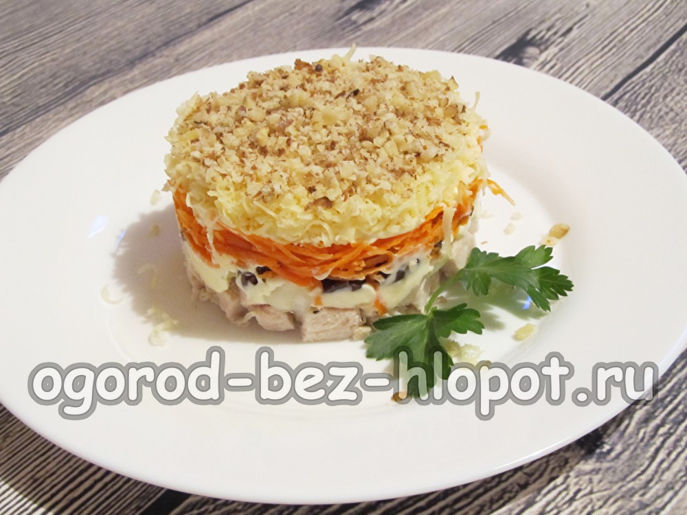 French lover salad with chicken and nuts