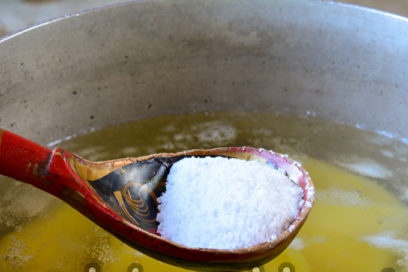 boil potatoes, salt