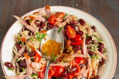season salad with oil, spices