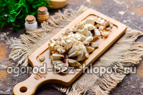 chop and fry the mushrooms