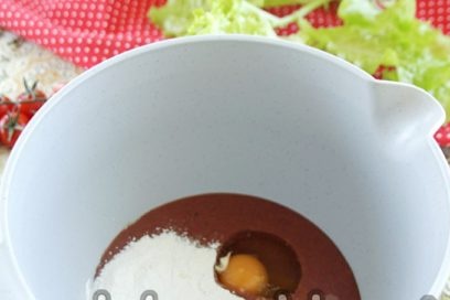 add egg, flour, salt, pepper