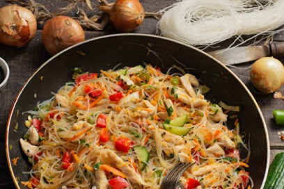 salad with funchose and vegetables
