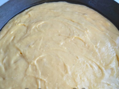 pour the dough into the pan
