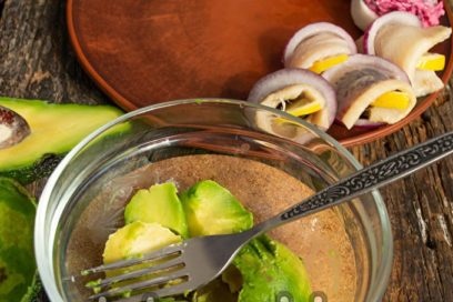 mash avocado pulp with a fork