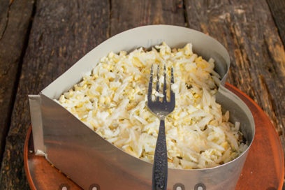 lay out the remaining potatoes and eggs