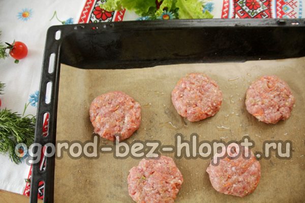 put patties on parchment