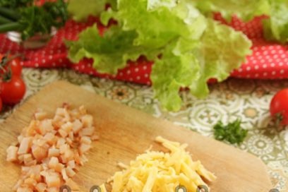 chop the chicken, grate the cheese