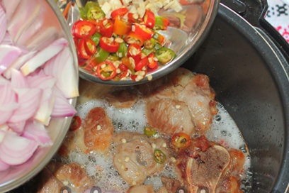 onion, garlic and pepper