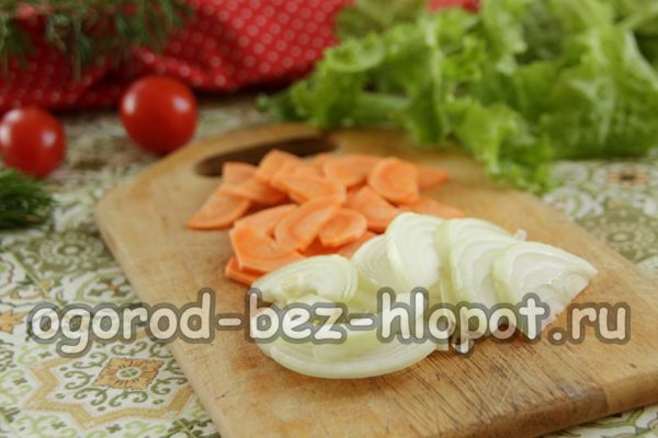 chopped onions and carrots