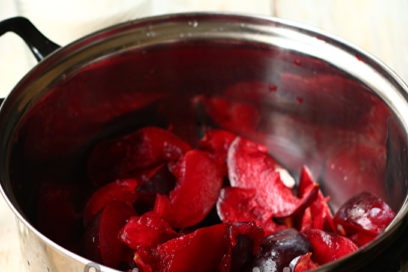 peel and cut plums
