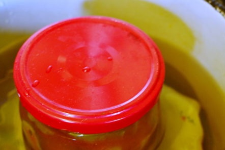 sterilization jars of salad