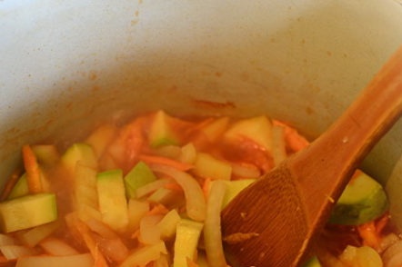 put vegetables in marinade