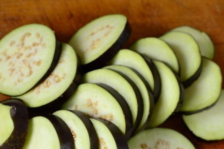 Cut eggplant